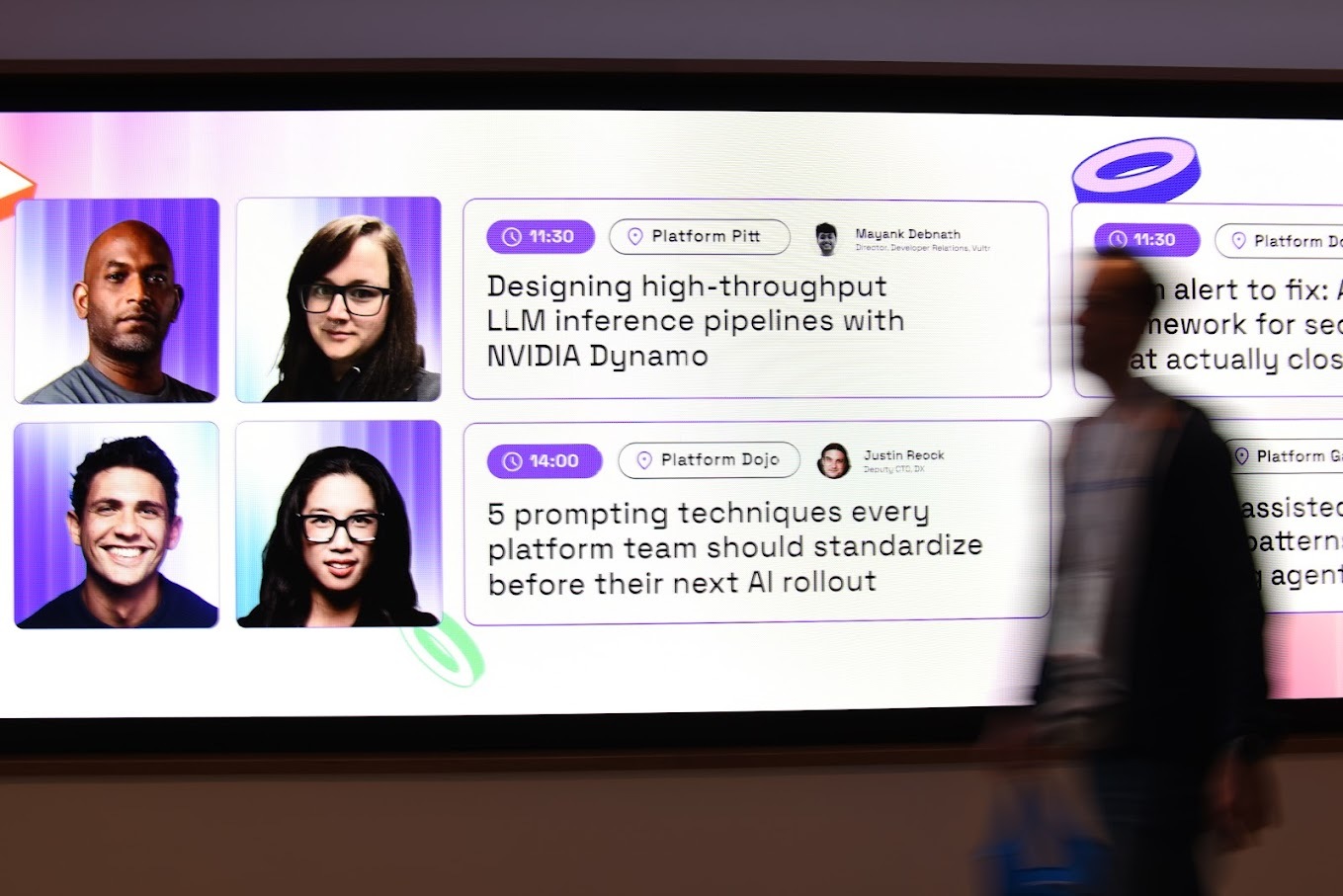 PlatformCon London talk schedule on the main screen